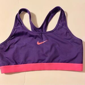 Nike Women's dri-fit Classic purple hot pink sports Bra Top -L